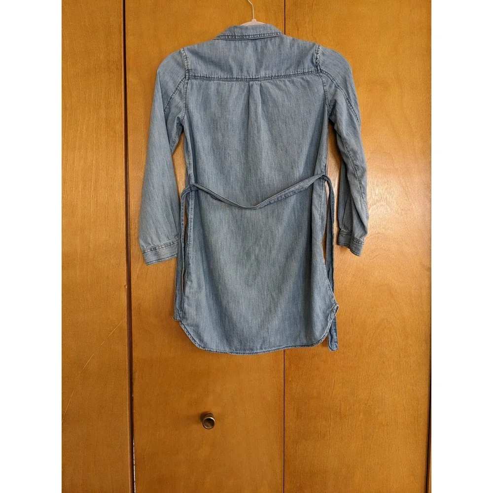 Gap Kids Girls Denim Long Sleeve Button Front Shirt Dress Medium Indigo L 10